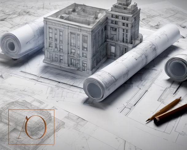 Buildings on blueprint documents